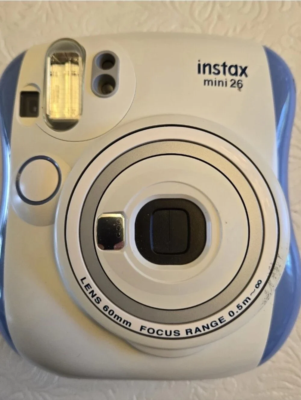 Fujifilm Instax Mini 26 Instant Camera Blue/White with Galaxy Case & Strap